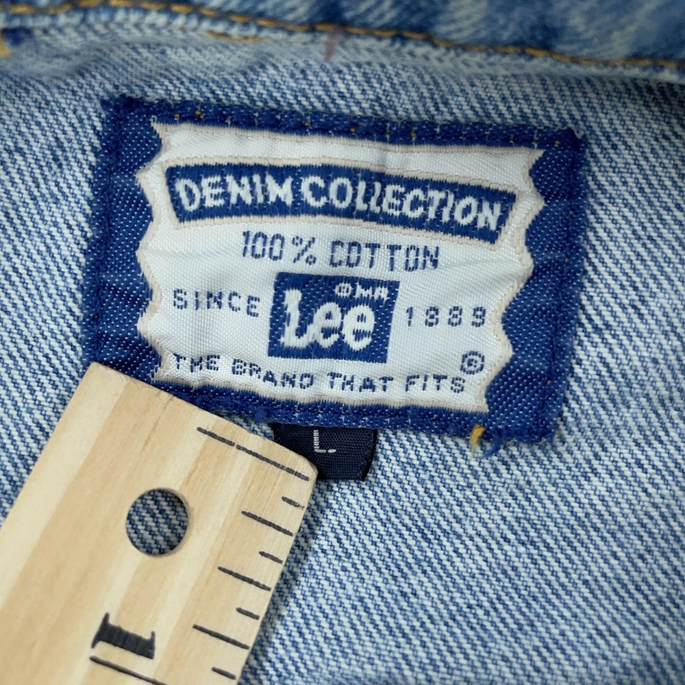 VINTAGE Lee Denim Jacket CROP FIT M/L Trucker Corvette Callaway Grand Sport 90s - Picture 12 of 12